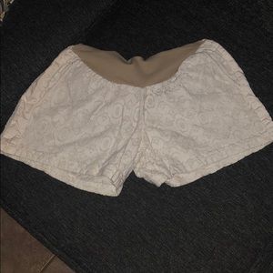 Motherhood Maternity Off White Crochet Shorts